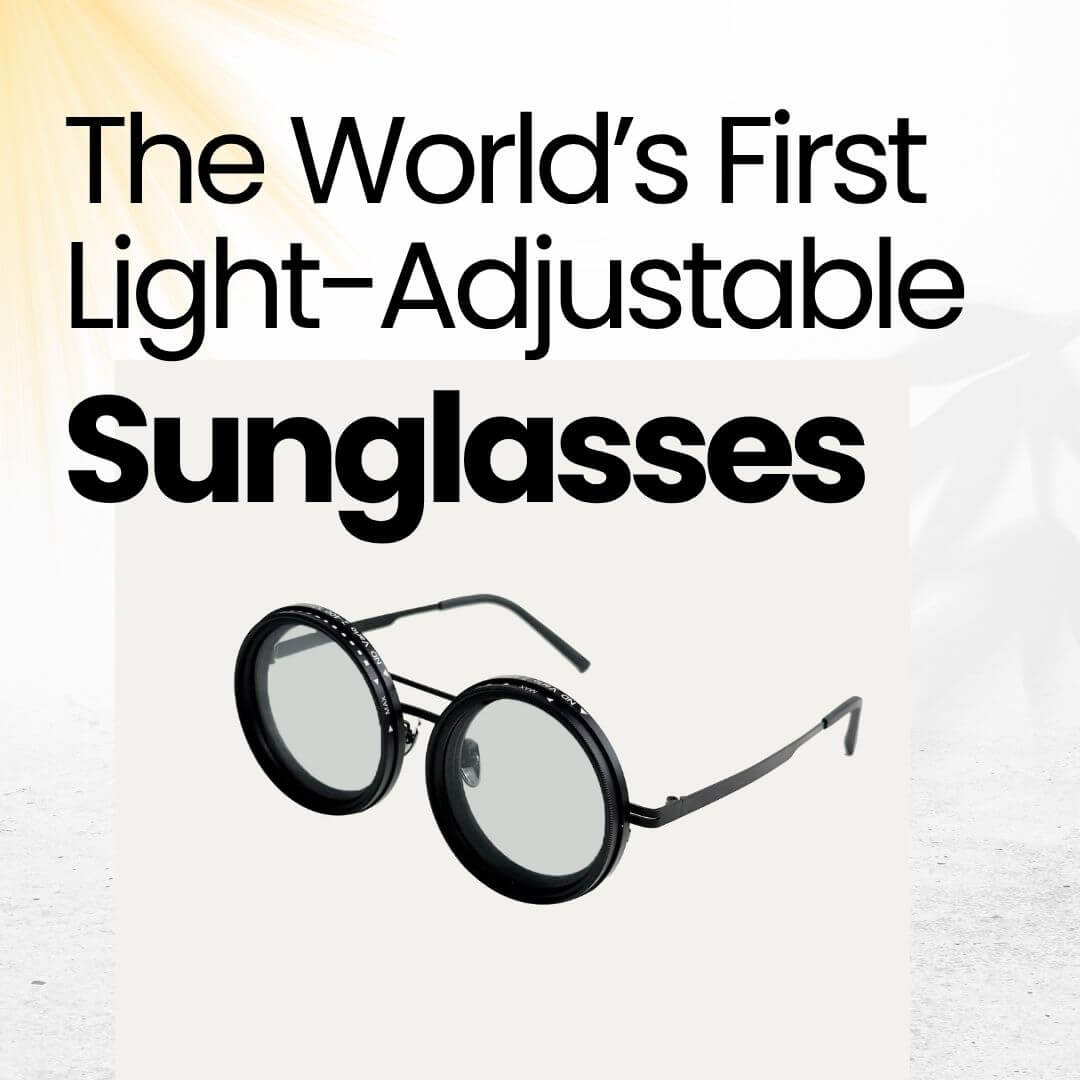 Magnewear shade adjustable tint sunglasses, world’s first light-adjustable with round black frames